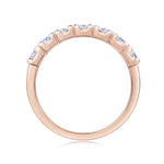 Leah Round Moissanite Half Eternity Band in 18K rose gold plating, front view