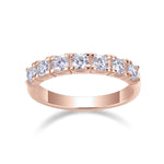 Leah Round Moissanite Half Eternity Band in 18K rose gold plating, front view