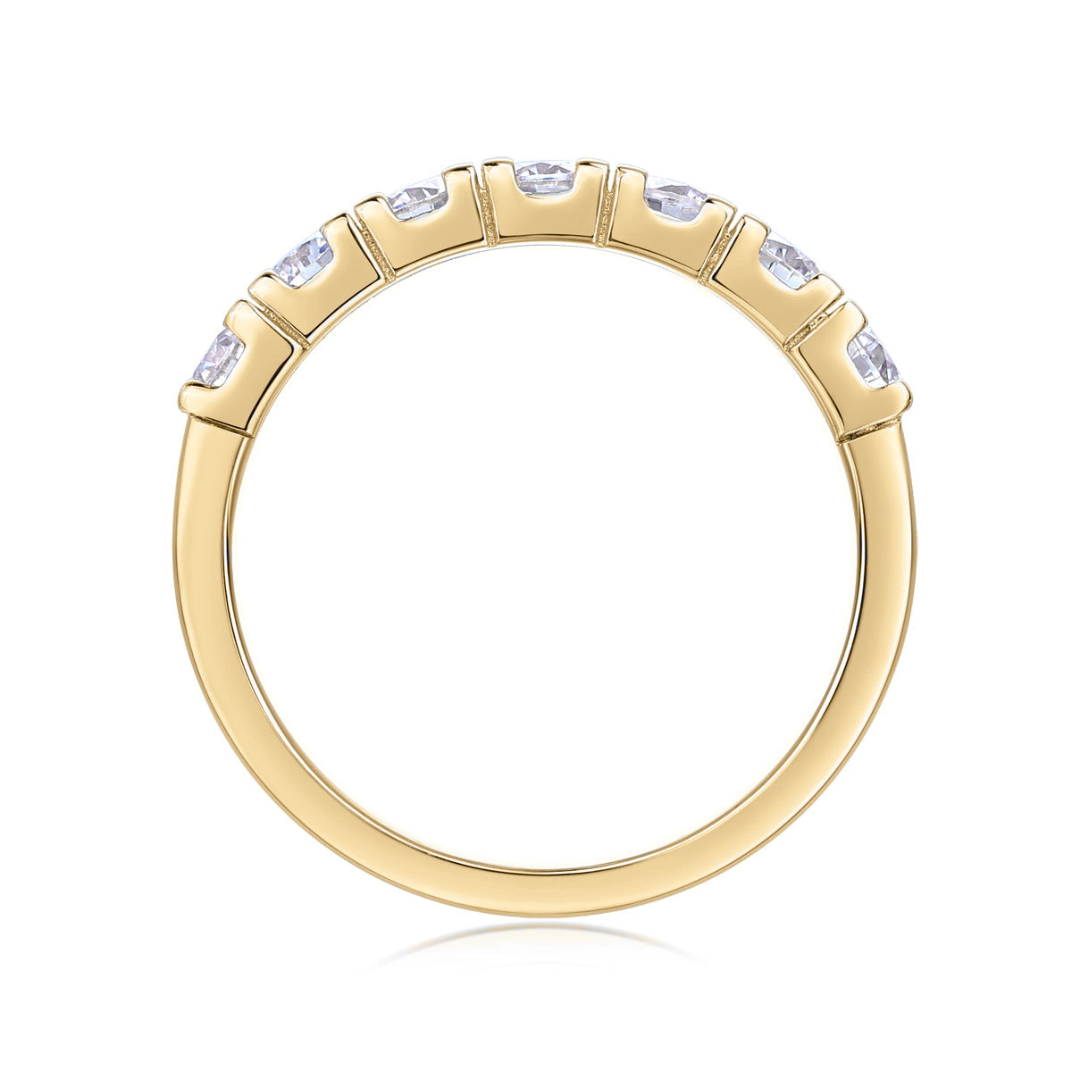 Leah Round Moissanite Half Eternity Band in 18K yellow gold plating, front view