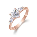 Leila Heart Moissanite Three Stone Engagement Ring in 18K rose gold plating