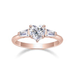 Leila Heart Moissanite Three Stone Engagement Ring, front view
