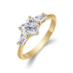 Leila Heart Moissanite Three Stone Engagement Ring in 18K yellow gold plating