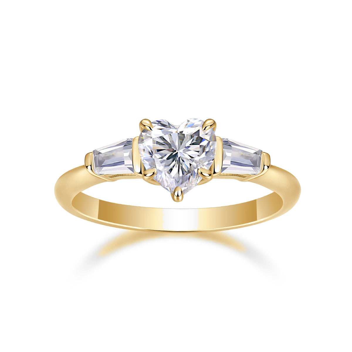 Leila Heart Moissanite Three Stone Engagement Ring, front view