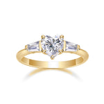 Leila Heart Moissanite Three Stone Engagement Ring, front view