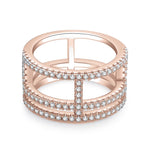 Leona Moissanite Pavé Triple Row Ring, front view