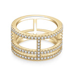 Leona Moissanite Pavé Triple Row Ring, front view