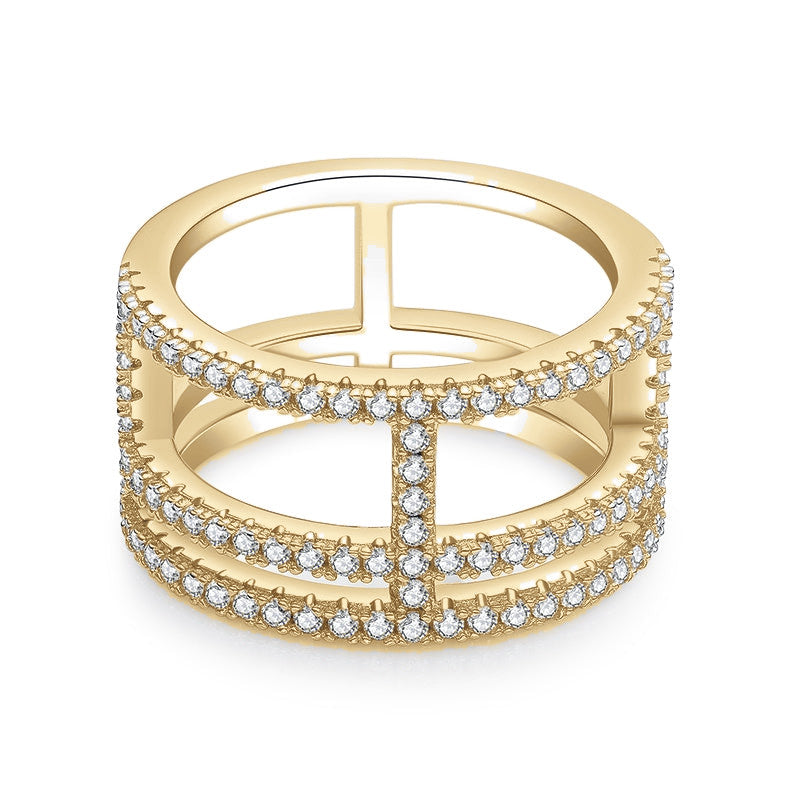 Leona Moissanite Pavé Triple Row Ring, front view