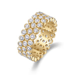 Lila Round Moissanite Three Row Bezel Eternity Band in 18K yellow gold plating