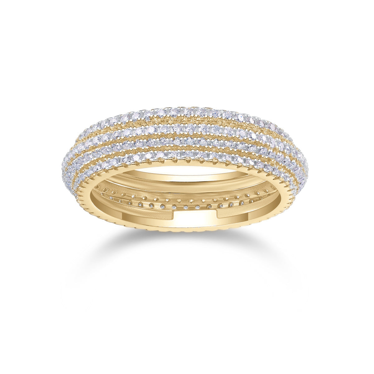 Lilian Round Moissanite Pavé Dome Eternity Band in 18K yellow gold plating, front view