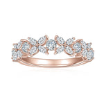 Lily Moissanite Floral Half Eternity Band in 18K rose gold plating, front view