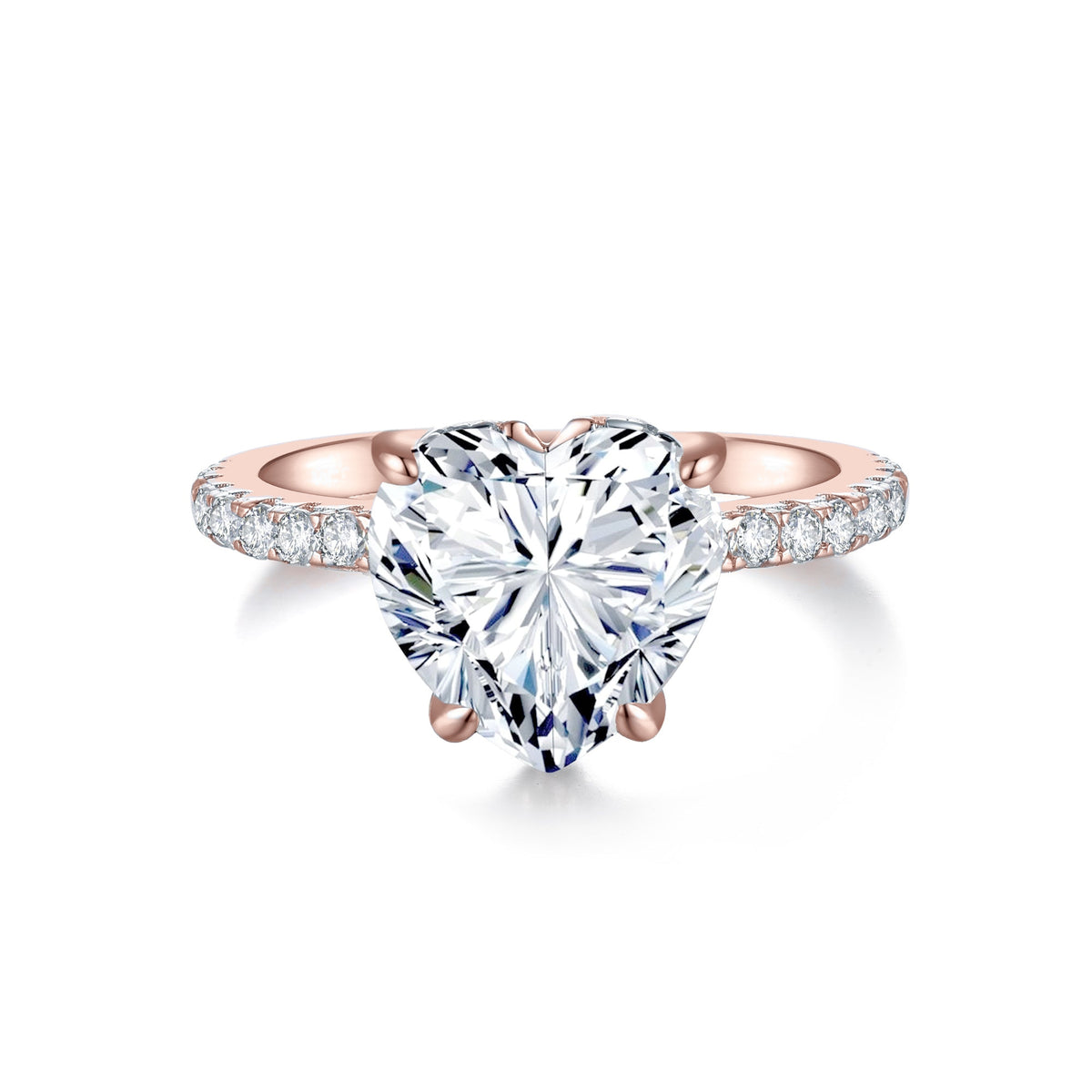 Lina Heart Moissanite Solitaire Engagement Ring in 18K rose gold plating, front view