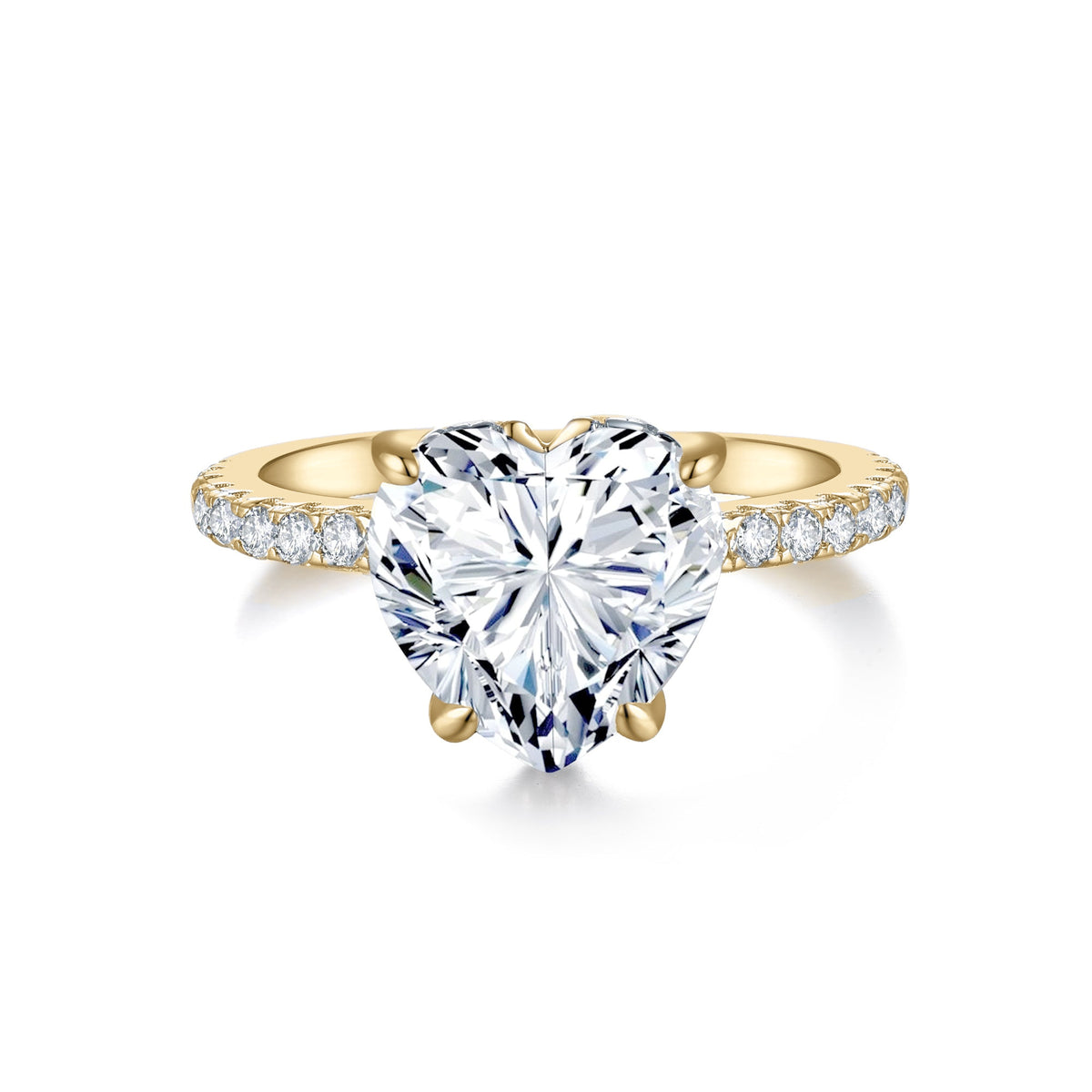 Lina Heart Moissanite Solitaire Engagement Ring in 18K yellow gold plating, front view