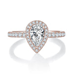Lindy Pear Moissanite Halo Engagement Ring, front view