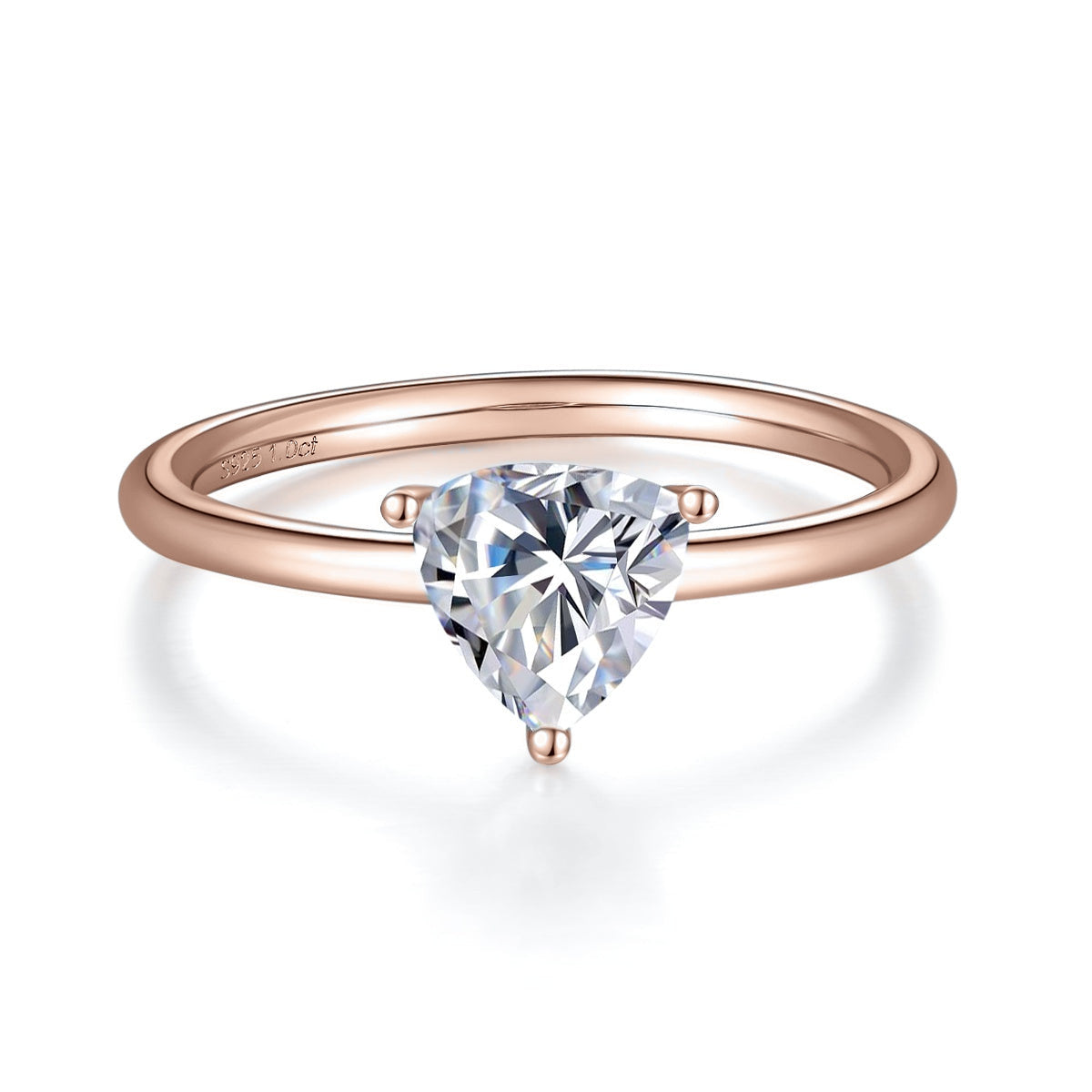 Lisette Trillion Moissanite Solitaire Engagement Ring in 18K rose gold plating, front view
