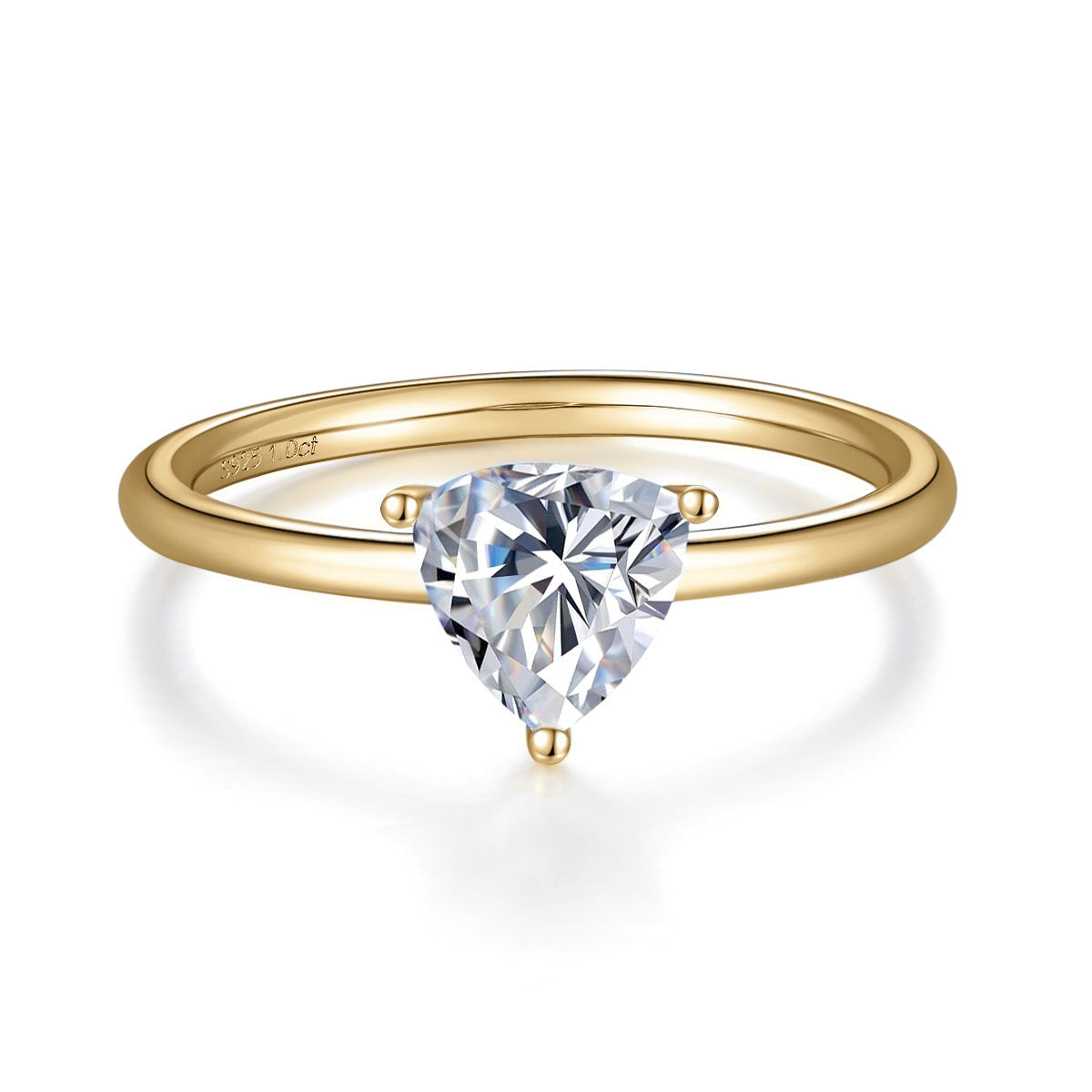 Lisette Trillion Moissanite Solitaire Engagement Ring in 18K yellow gold plating, front view