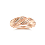 Lorena Moissanite Pavé Twist Dome Ring in 18K rose gold plating, front view