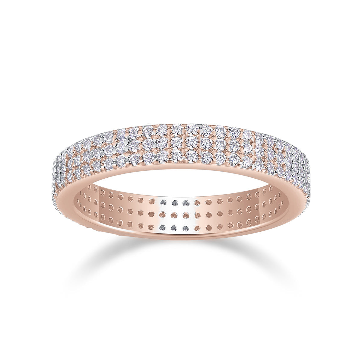 Lottie Round Moissanite Three Row Pavé Eternity Band, front view