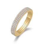 Lottie Round Moissanite Three Row Pavé Eternity Band in 18K yellow gold plating