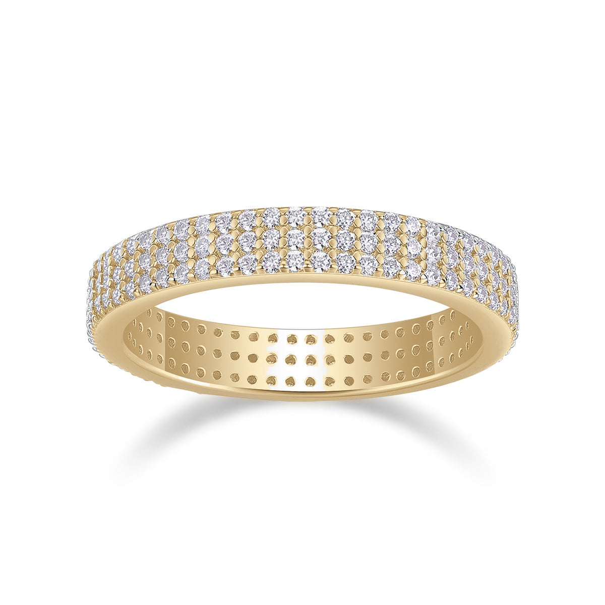 Lottie Round Moissanite Three Row Pavé Eternity Band, front view