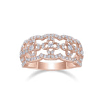 Louisa Moissanite Pavé Filigree Ring in 18K rose gold plating, front view