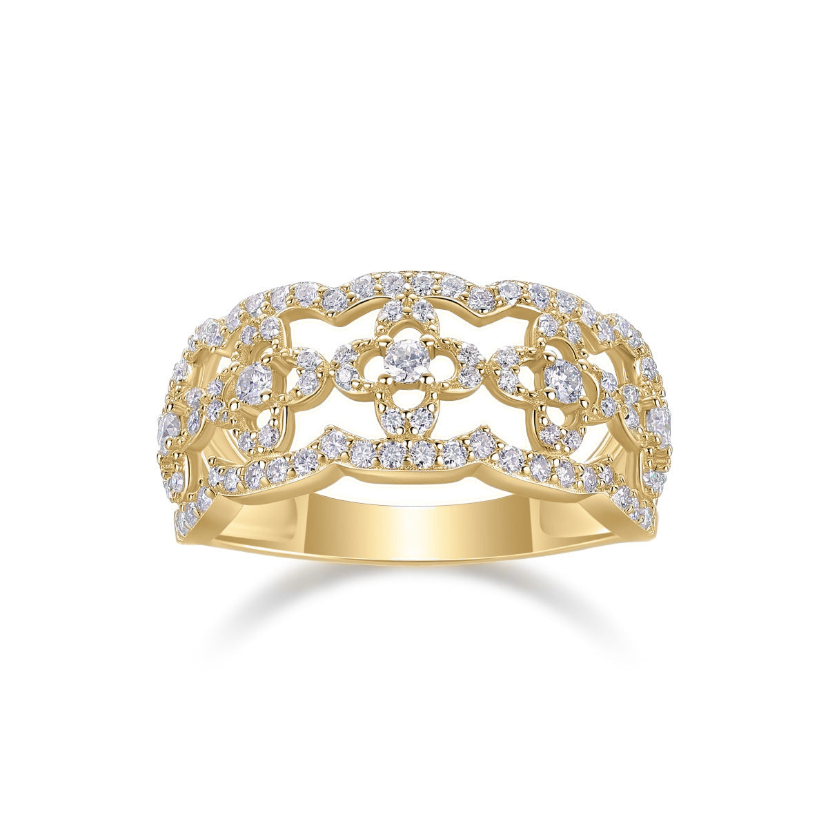 Louisa Moissanite Pavé Filigree Ring in 18K yellow gold plating, front view