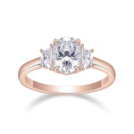 Lucy Oval Moissanite Three Stone Engagement Ring, front view