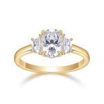 Lucy Oval Moissanite Three Stone Engagement Ring, front view