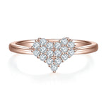 Lulu Moissanite Pavé Heart Ring in 18K rose gold plating, front view