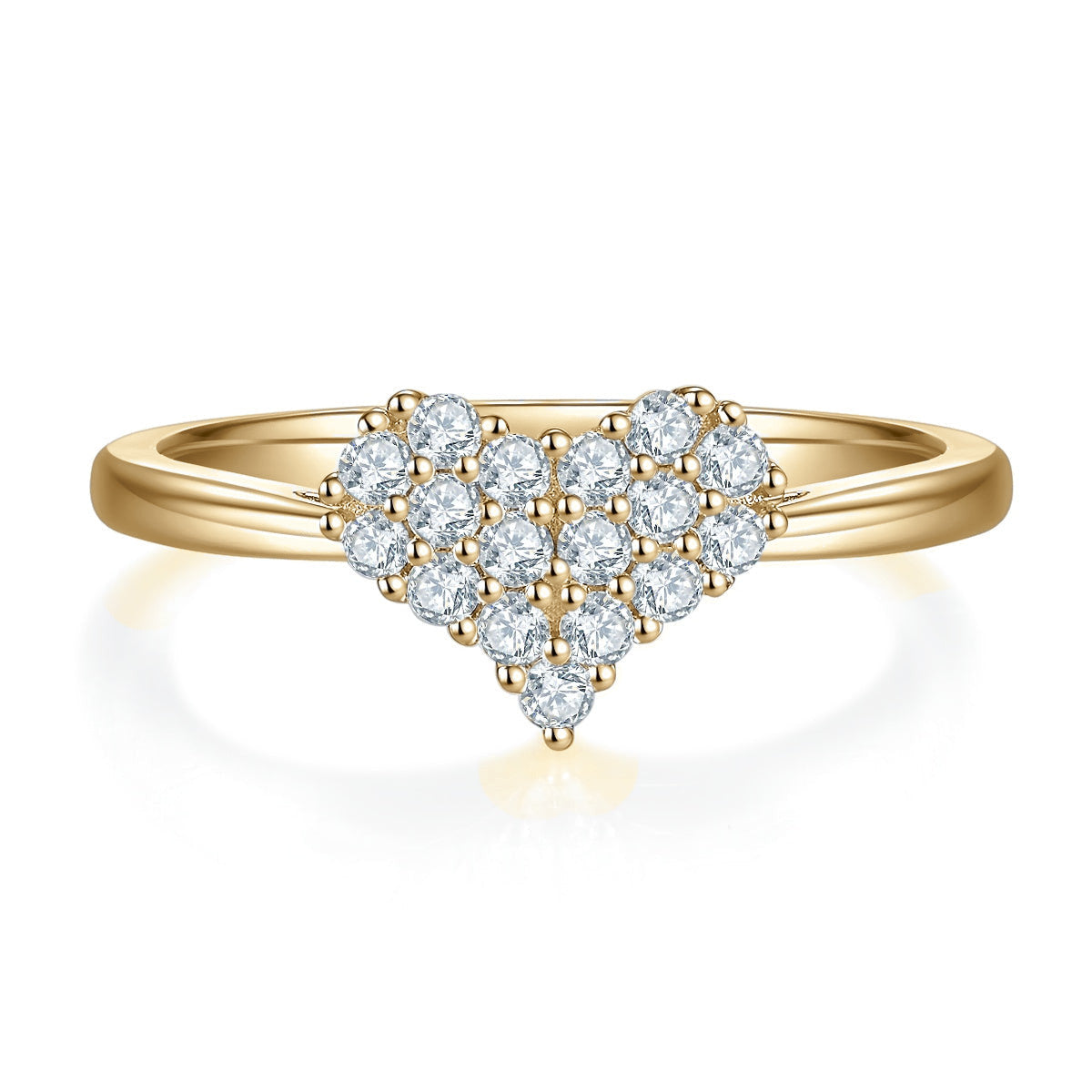 Lulu Moissanite Pavé Heart Ring in 18K yellow gold plating, front view