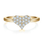 Lulu Moissanite Pavé Heart Ring in 18K yellow gold plating, front view