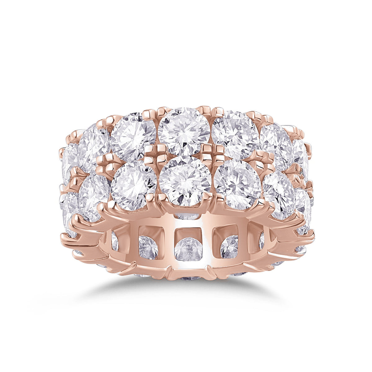 Mabel Round Moissanite Wide Double Row Eternity Band, front view