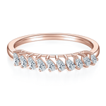 Maeve Pear Moissanite Half Eternity Band, front view