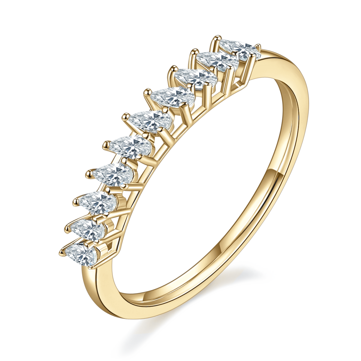Maeve Pear Moissanite Half Eternity Band in 18K yellow gold plating