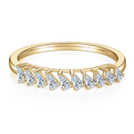 Maeve Pear Moissanite Half Eternity Band, front view