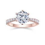 Maggie Round Moissanite Solitaire Engagement Ring in 18K rose gold plating, front view