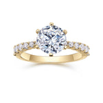 Maggie Round Moissanite Solitaire Engagement Ring in 18K yellow gold plating, front view