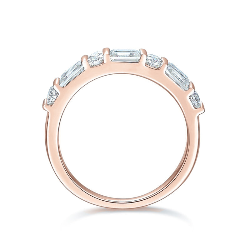 Mallory Moissanite Channel Eternity Band in 18K rose gold plating, front view
