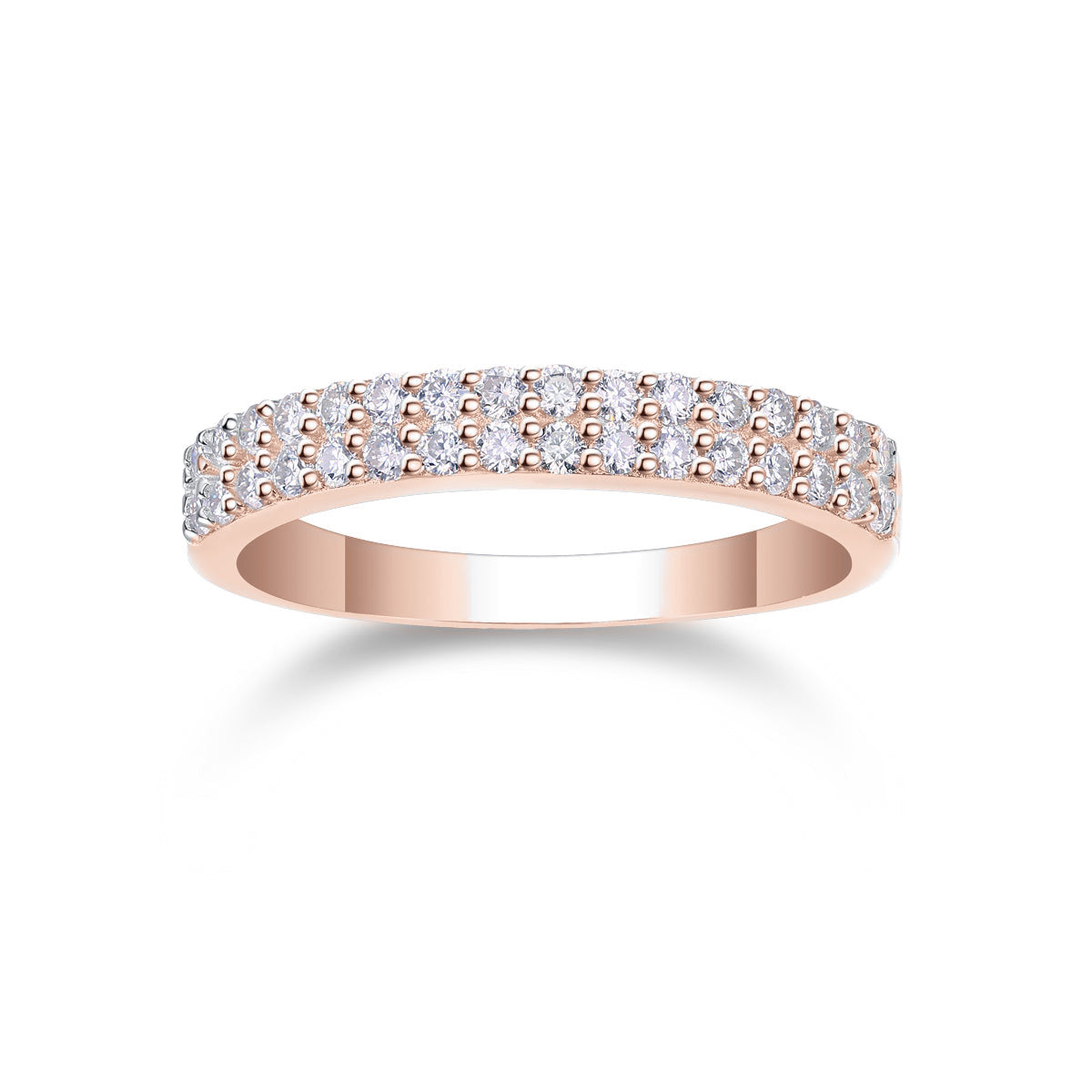 Mara Round Moissanite Double Row Pavé Wedding Band, front view