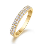 Mara Round Moissanite Double Row Pavé Wedding Band in 18K yellow gold plating