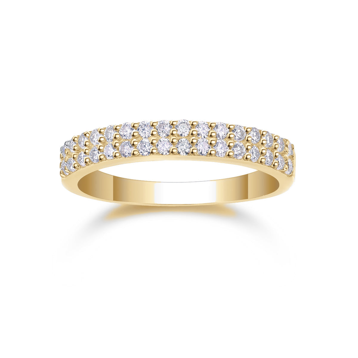 Mara Round Moissanite Double Row Pavé Wedding Band, front view