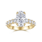Marisa Oval Moissanite Side Stone Engagement Ring in 18K yellow gold plating, front view