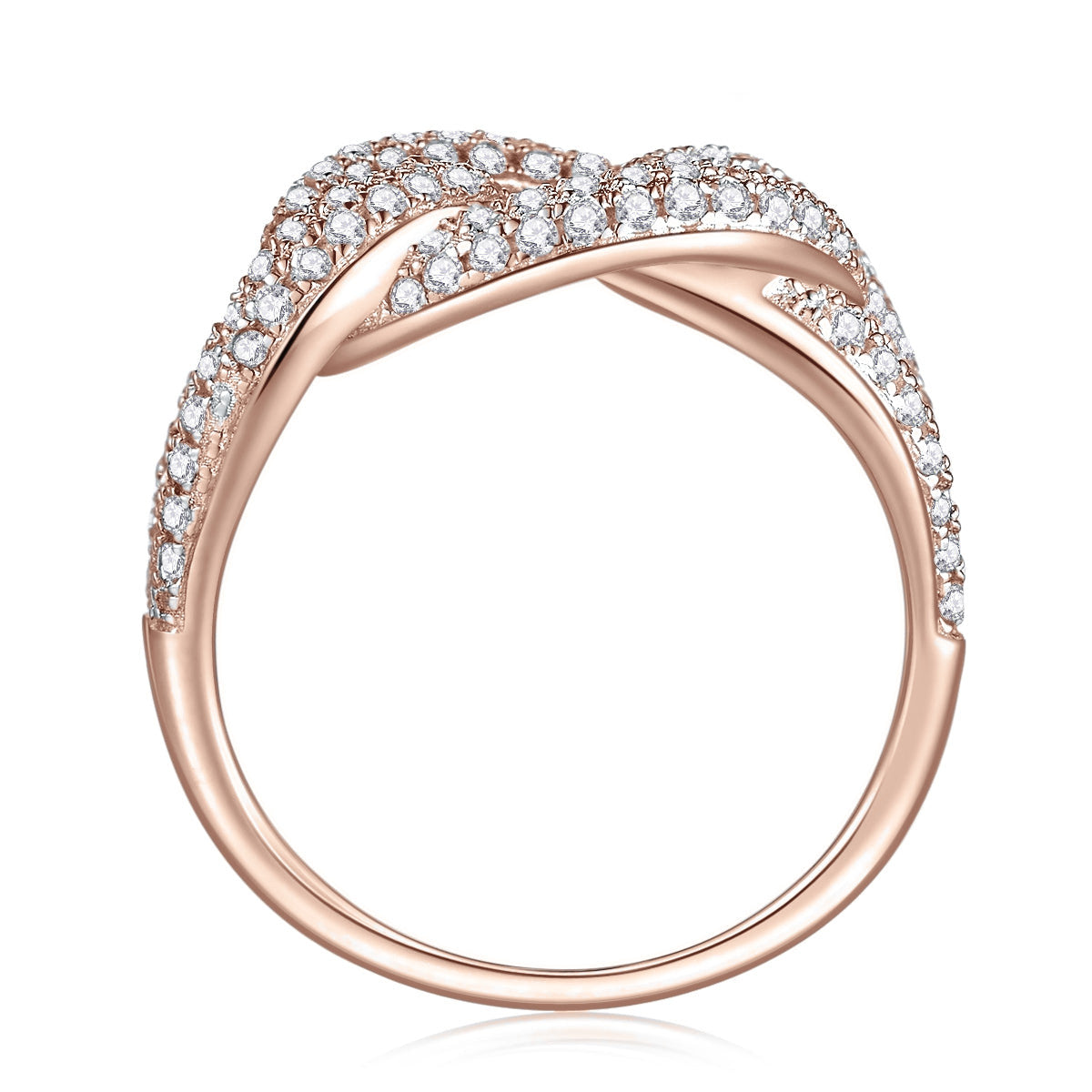 Marley Moissanite Pavé Chain Link Statement Ring in 18K rose gold plating