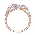 Marley Moissanite Pavé Chain Link Statement Ring in 18K rose gold plating