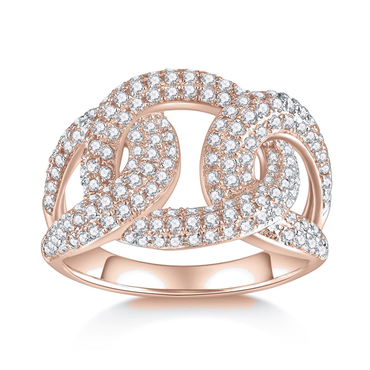 Marley Moissanite Pavé Chain Link Statement Ring, front view