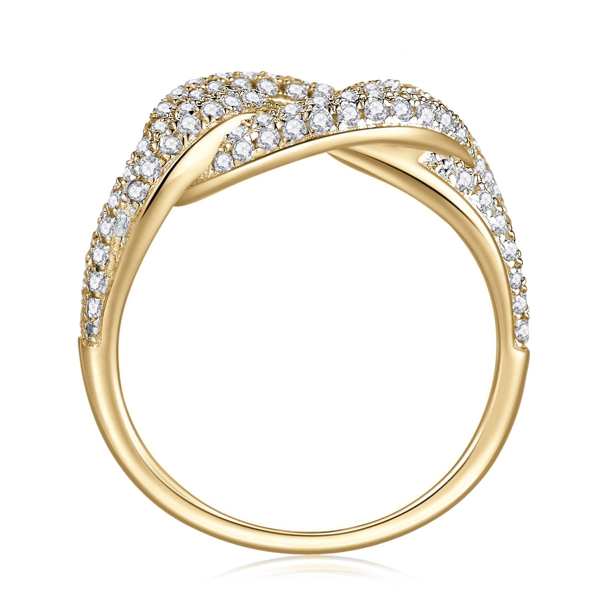 Marley Moissanite Pavé Chain Link Statement Ring in 18K yellow gold plating