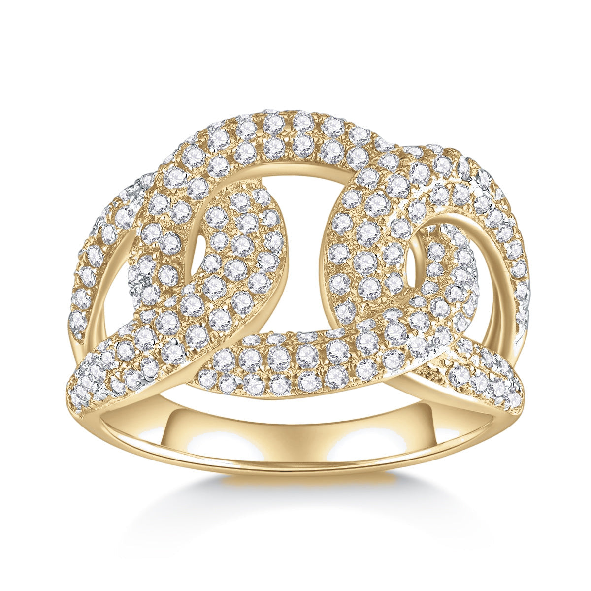 Marley Moissanite Pavé Chain Link Statement Ring, front view