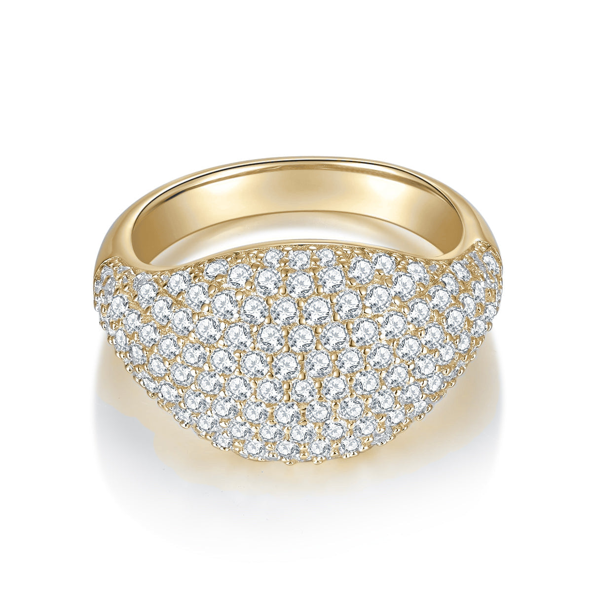 Marnie Moissanite Pavé Dome Statement Ring in 18K yellow gold plating, front view