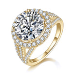 Mckenna Round Moissanite Openwork Halo Engagement Ring in 18K yellow gold plating