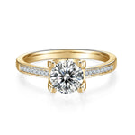 Meadow Round Moissanite Solitaire Engagement Ring in 18K yellow gold plating, front view
