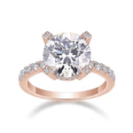 Melina Round Moissanite Pavé Engagement Ring in 18K rose gold plating, front view